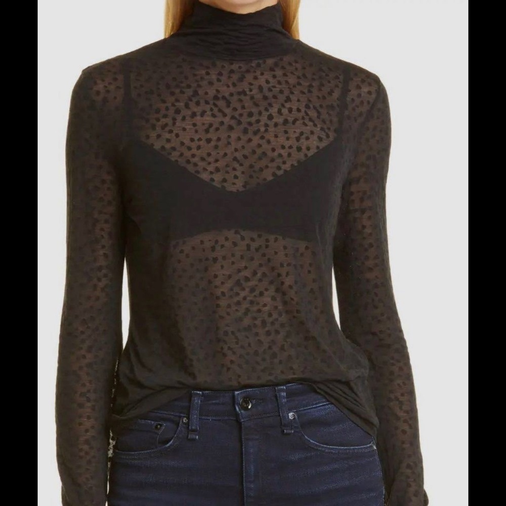 Rag & Bone Valencia Cheetah Spot Turtleneck Top